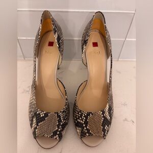 Hogl Snakeskin Pattern Heels - Black and Tan